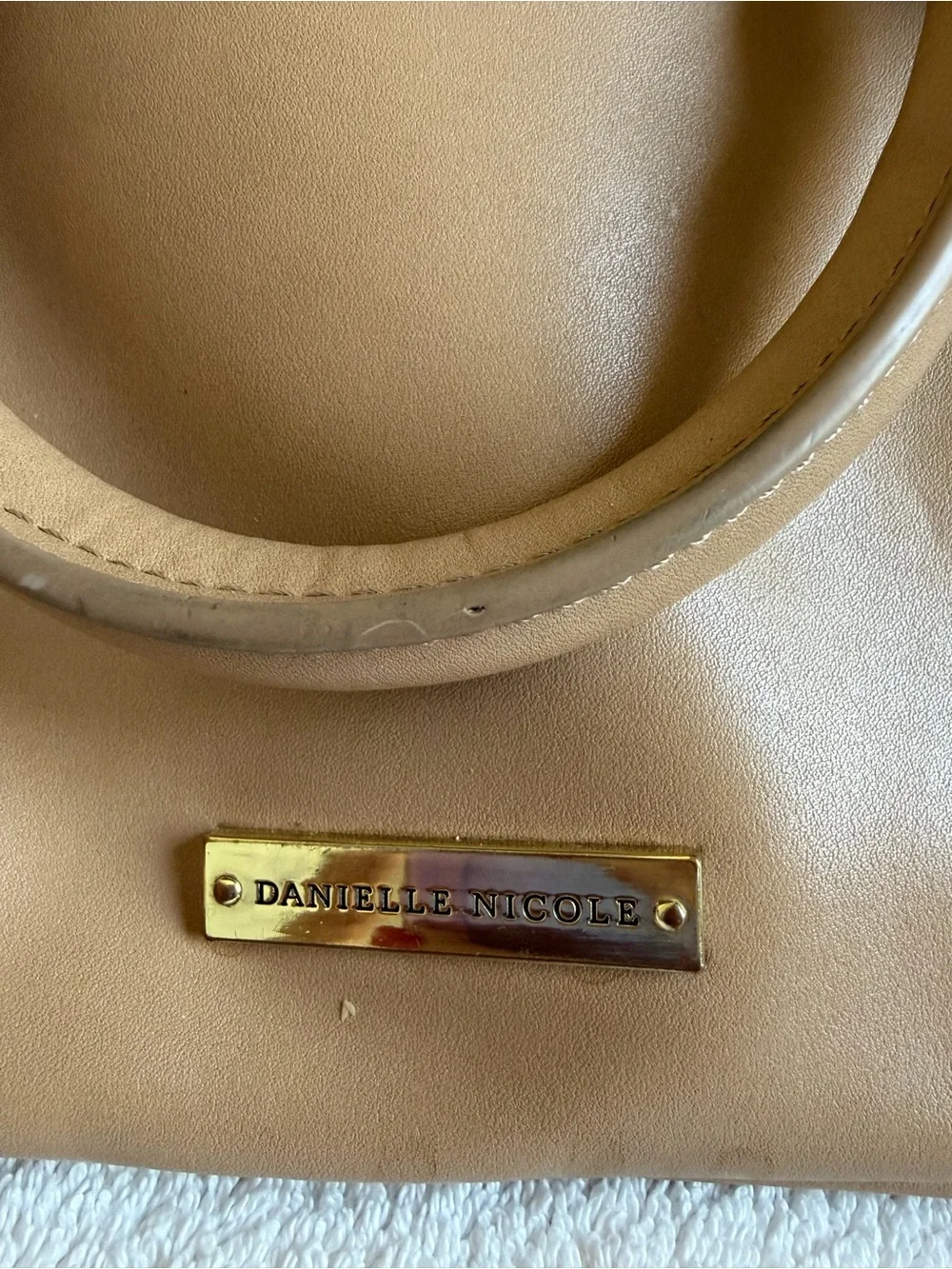 Danielle Nicole Tan and Cream Satchel with Gold Hardware